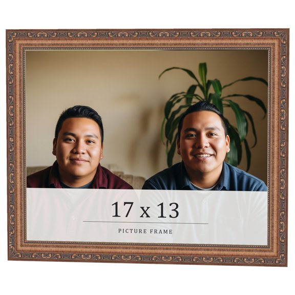 17x13 Frame Gold Solid Wood Picture Frame Width 1.25 Inches | Interior Frame Depth 0.375 Inches |