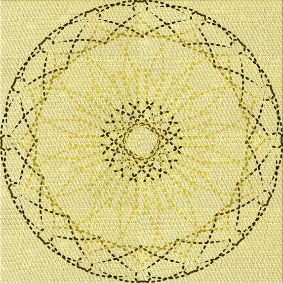 Ahgly Company Indoor Square Patterned Sun Yellow Area Rugs, 7' Square
