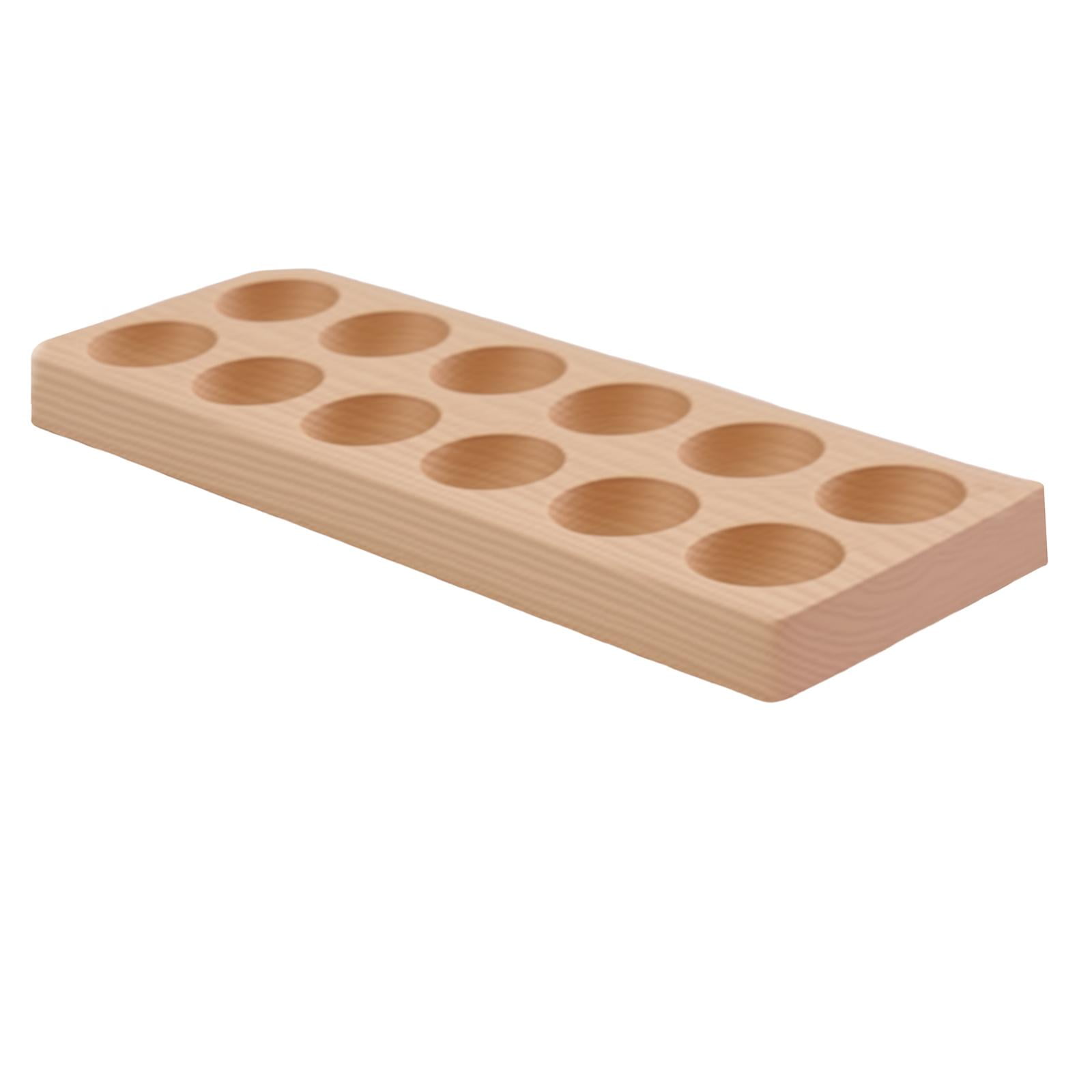 Wooden Egg Holder Egg Tray Organizer Double Row 12 Slots for Fresh Eggs Refrigerator Countertop Kitchen Storage