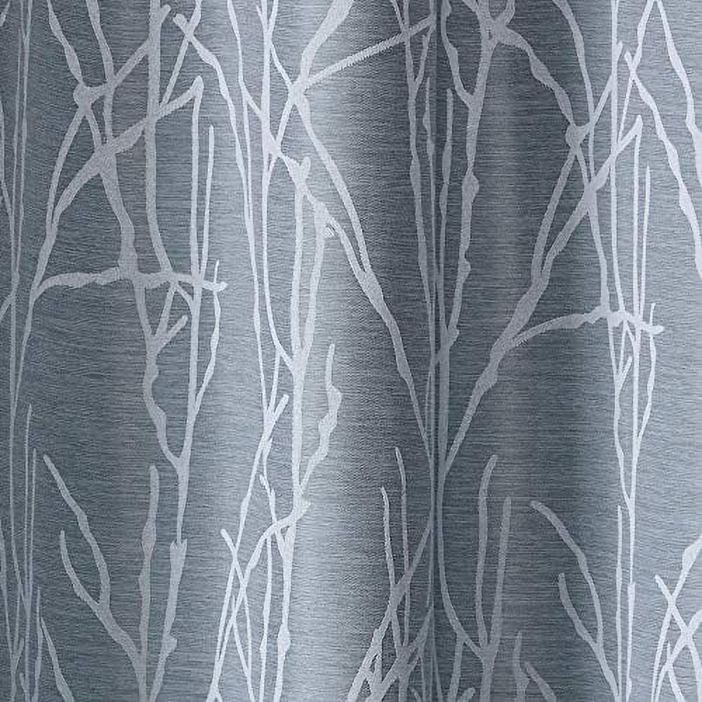 Exclusive Home Finesse Branch Print Grommet Top Curtain Panel Pair, 54"x108", Steel Blue