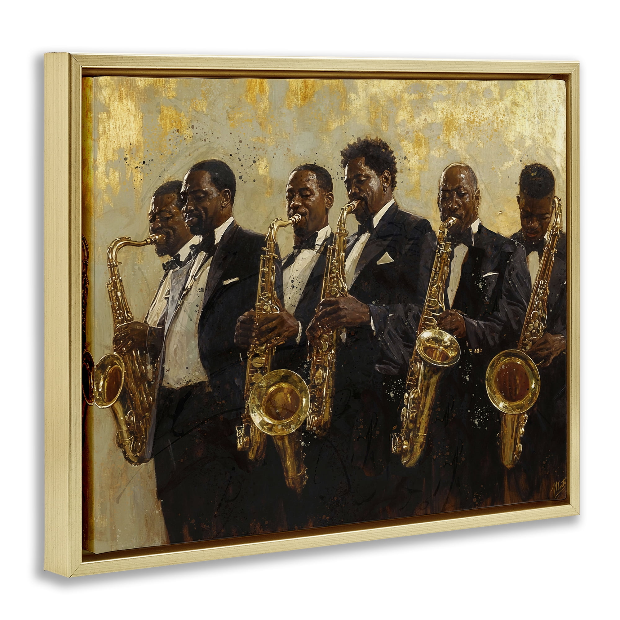 Golden Era Ensemble Gold Framed Floater Canvas Wall Art, design by Marta Wiley