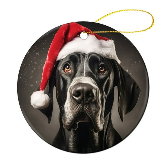 Christmas Ornament for Dog Lover Personalized Christmas Ornament Great Dane Dog Wear Santa Hat Best Gifts for Christmas Gifts Keepsake for Family