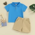 thumbnail image 2 of Bagilaanoe 2pcs Toddler Baby Boy Girl Shorts Set Short Sleeve Shirt Tops + Shorts 12M 18M 24M 3T 4T 5T Kids Casual Summer Clothes, 2 of 8