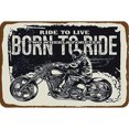 thumbnail image 1 of Placa Metal Vintage Born To Ride Pintura Hierro Rectangular Barra Pared 30x20cm, 1 of 9