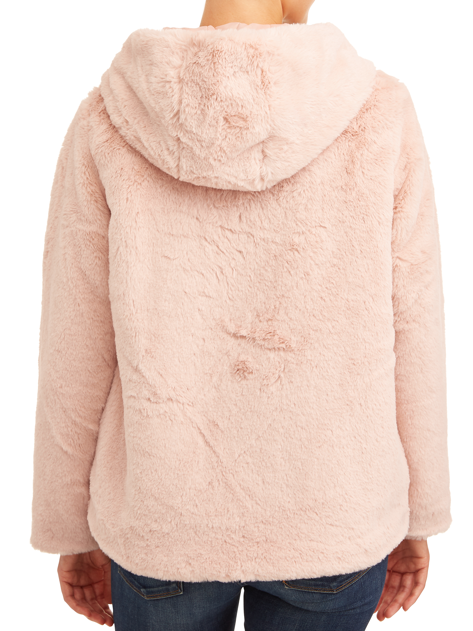 Pink Platinum Juniors' Faux Rabbit Fur Jacket - image 4 of 4