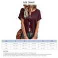 thumbnail image 7 of Bienvenido Summer Top Button Front Short Sleeve V Neck Breathable Comfortable Casual T Shirt Dark Red S, 7 of 7