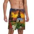 thumbnail image 2 of Wukai Fall Village Scenery Men’s Short Pajama Pants With Pockets Soft Sleep Pj Shorts for Men-XX-Large, 2 of 6