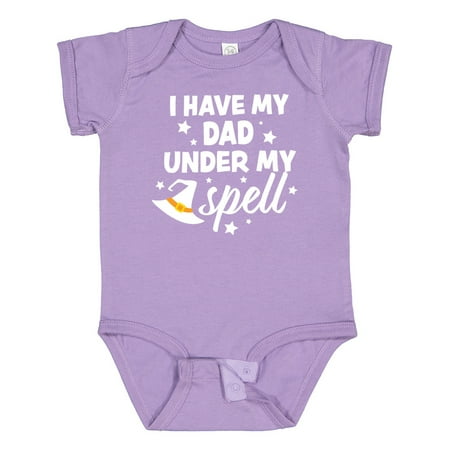 

Inktastic I Have My Dad Under My Spell with Cute Witch Hat Gift Baby Boy or Baby Girl Bodysuit