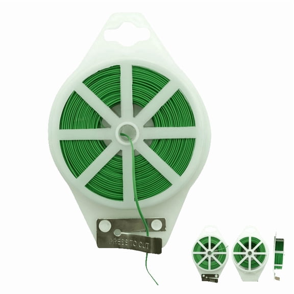 1-Pack 328ft (100m) Garden Twist Ties with Built-in Cutter, Green Plastic Coated Plant Ties for Gardening and Support