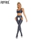 thumbnail image 2 of Conjunto de lencería Sexy brillante para mujer, Top corto sin mangas con cuello en U y espalda cruzada con cinturilla elástica, pantimedias sin entrepierna con recorte lateral, 2 of 5