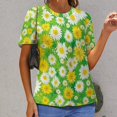 thumbnail image 6 of Floral Colorful Flower Women's Short Sleeve T-Shirt Crew Neck Casual Summer Trendy Loose Fit Tops, 6 of 6