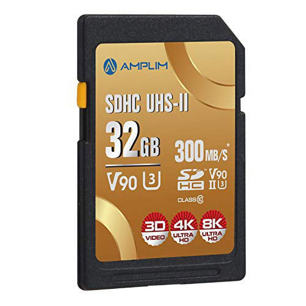 Amplim Extreme High Speed 32GB UHS-II V90 SDXC SD Card for 4K 8K UHD Video Camera Camcorder