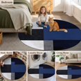 thumbnail image 6 of Black Grey Round Area&nbsp;Rug 8ft Blue Geometric Abstract Color Block Modern Art Non-Slip&nbsp;Washable Circle Rugs Soft Felt Indoor Floor Mat for Bedroom Kitchen Living Room Bathroom, 6 of 9