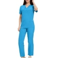 thumbnail image 6 of BiZtdJrK Scrubs for Women Set Medical Nursing Uniforms V Neck Short Sleeve Scrub Tops and Pants Two Piece Sets with Pockets Sky Blue XXL, 6 of 8