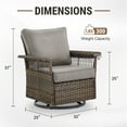 thumbnail image 5 of OPOHORO 2 Piece Swivel Rocker Patio Chairs Set with 5-Inch Armrest and Thick Cushion, Brown/Gray, 5 of 7