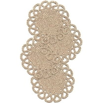 Laquedecraft 13.8" Round Seagrass Placemats | Boho Rattan Woven Table Mats | Farmhouse Spring Wicker Plate Chargers for Christmas, Dining, Party, Events Like Corn Husk, Water Hyacinth (Set of 4)