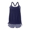 thumbnail image 4 of FASHOFT Plus Size Swimsuit for Women 2 Piece Flowy Tankini Bathing Suits and Shorts with Pockets Swimwear Dark Blue2 M, 4 of 5