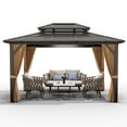 thumbnail image 2 of TROPOW Gazebos for Gardens,10x13ft Hardtop Gazebo,All Seasons Gazebos,Outdoor Polycarbonate Double Roof Canopy,Aluminum Frame Permanent Garden Tent with Curtains and Netting for Patio, Lawns,Khaki, 2 of 6