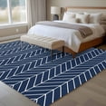 thumbnail image 4 of Navy Blue Geometric Area Rugs 6'x9', Washable Small Throw Rugs for Kitchen Dining room, Modern Pure Color Abstract Striped Indoor Outdoor Rug Non-Slip Low Pile Carpet Runner Reversible Floor Mats, 4 of 8