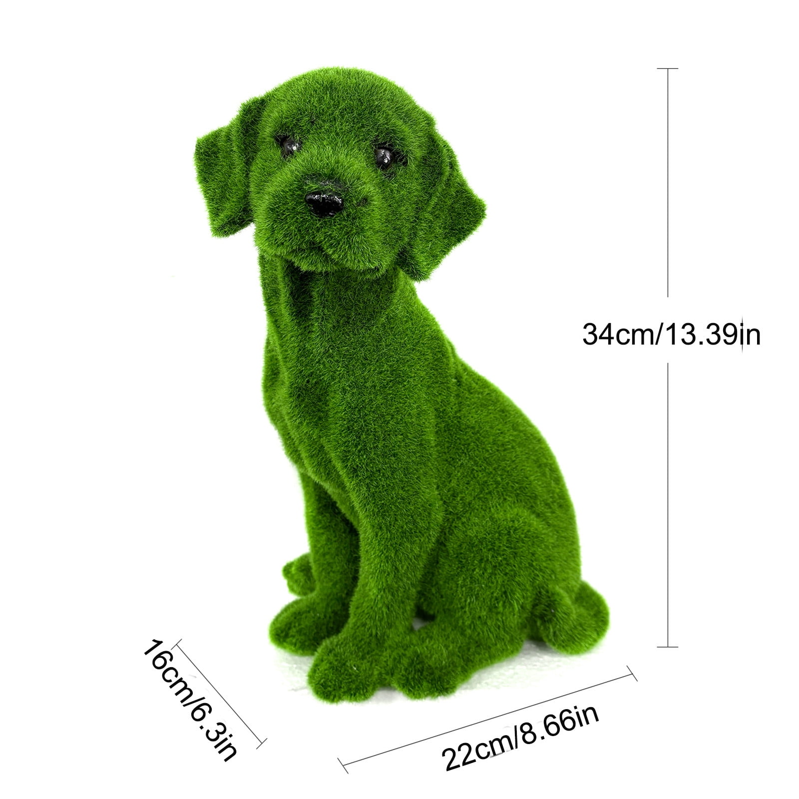 Realistic Flocked Dog Statue Resin Garden Sculpture Outdoor Animal Decor for Yard Patio Porch Entrance Lawn Decoration Lifelike Dog Figurine Home Decor 14x11 Inches