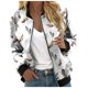 thumbnail image 1 of Gibobby Chaquetas diarias informales para mujer, chaqueta informal ligera con cremallera, abrigo con estampado Floral, cuello levantado, prendas de vestir deportivas , Tops (Blanco, L), 1 of 5