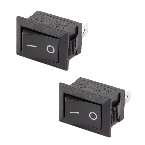 2x Small on/off Switch Black Rocker DC 12V Push-in Hole General Use Universal