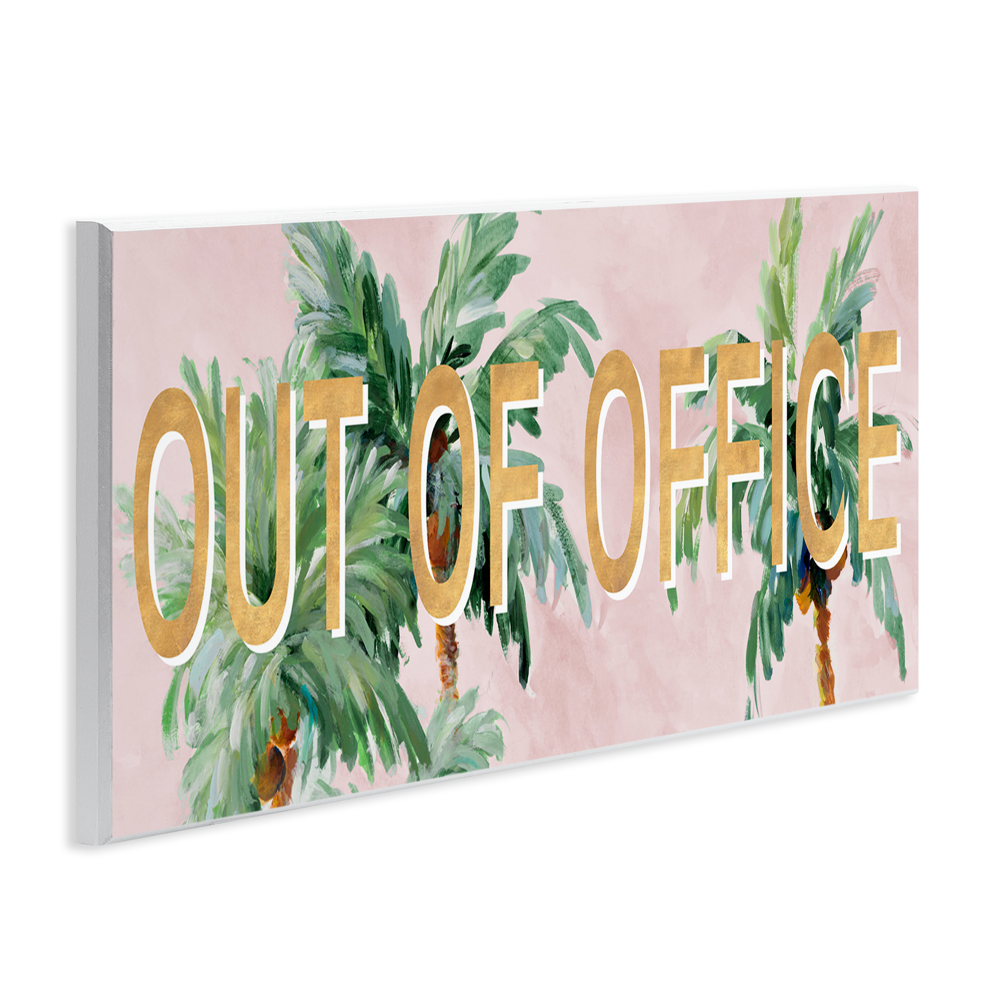 Stupell Industries Out Of Office Palms Typography Painting Unframed Art Print Wall Art, 17 x 7