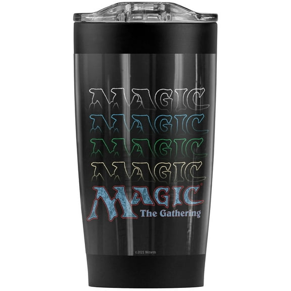 Magic The Gathering/Retro Logo Repeat Stainless Steel Tumbler 20 oz Coffee Travel Mug/Cup, Vacuum Insulated & Double Wall with Leakproof Sliding Lid | Great for Hot Drinks and Cold Beverages