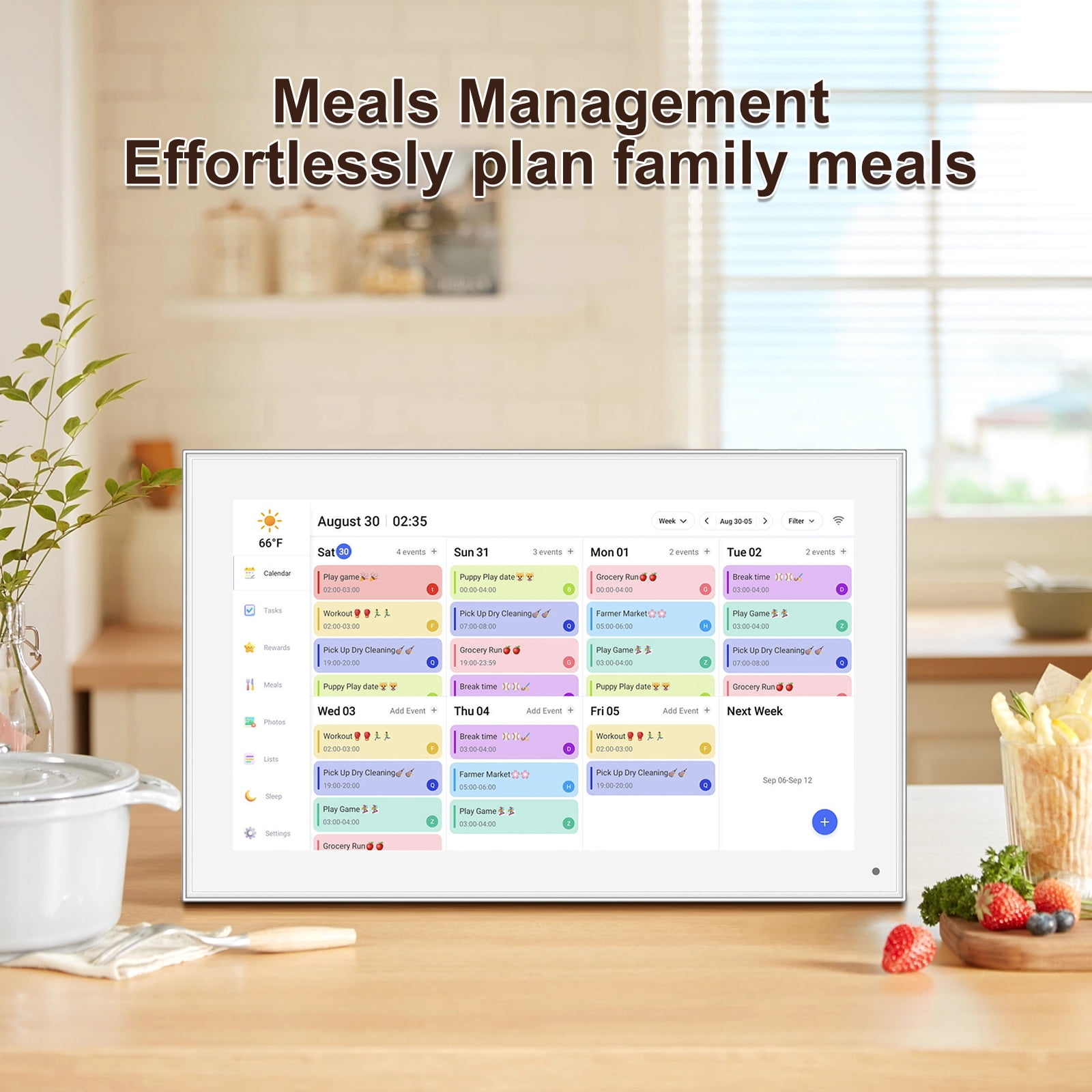 15.6 Inch Digital Calendar, Smart Digital Calendar Planner & Chore Chart, IPS FHD 1920x1080 Touchscreen Display for Family Schedules, Desk Stand Included, Digital Picture Frame to Share Photos&Videos