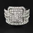 thumbnail image 5 of Silver Promise Rings Set Elegant Fashion Jewelry Lightweight Comfortable Wear 2PCS, 5 of 6