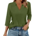 thumbnail image 2 of yunLCZ Basic T Shirts Women's 3/4 Length Sleeve V Neck Collared Tops Summer Business Casual Work Shirts Fashion Outfits 2025 Women's Cap Sleeve Tank Tops Green XXL, 2 of 4