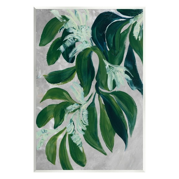 Stupell Painterly Green Plant Leaves Botanical & Floral Painting Wall Plaque Unframed Art Print Wall Art