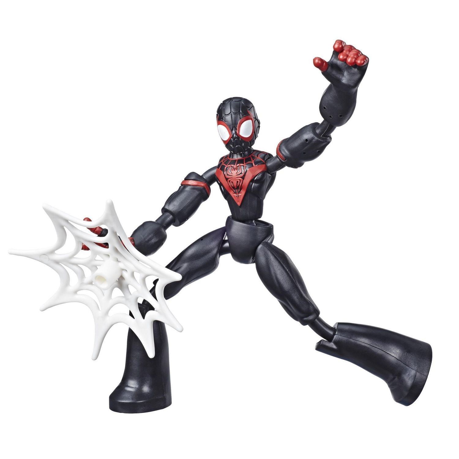 Marvel Spider-Man Bend and Flex Miles Morales Action Figure Toy, 6-Inch Flexible Figure, Includes Web Accessory