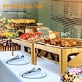 thumbnail image 5 of ROVSUN 9QT Roll Top Chafing Dish Buffet Set,Rectangular Stainless Steel Buffet Warmer Chafers and Buffet Warmers Sets with Thick Frame for Catering Events Parties Weddings Dinners,Gold, 5 of 8