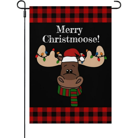 Garden Flags for Outside Merry Christmoose Yard Flags One SizeHumorous Outdoor Flag One Size Double Sided Yard Garden Flags One Size Double Sided Outdoor Decor Merry Christmoose Garden Flag Banners