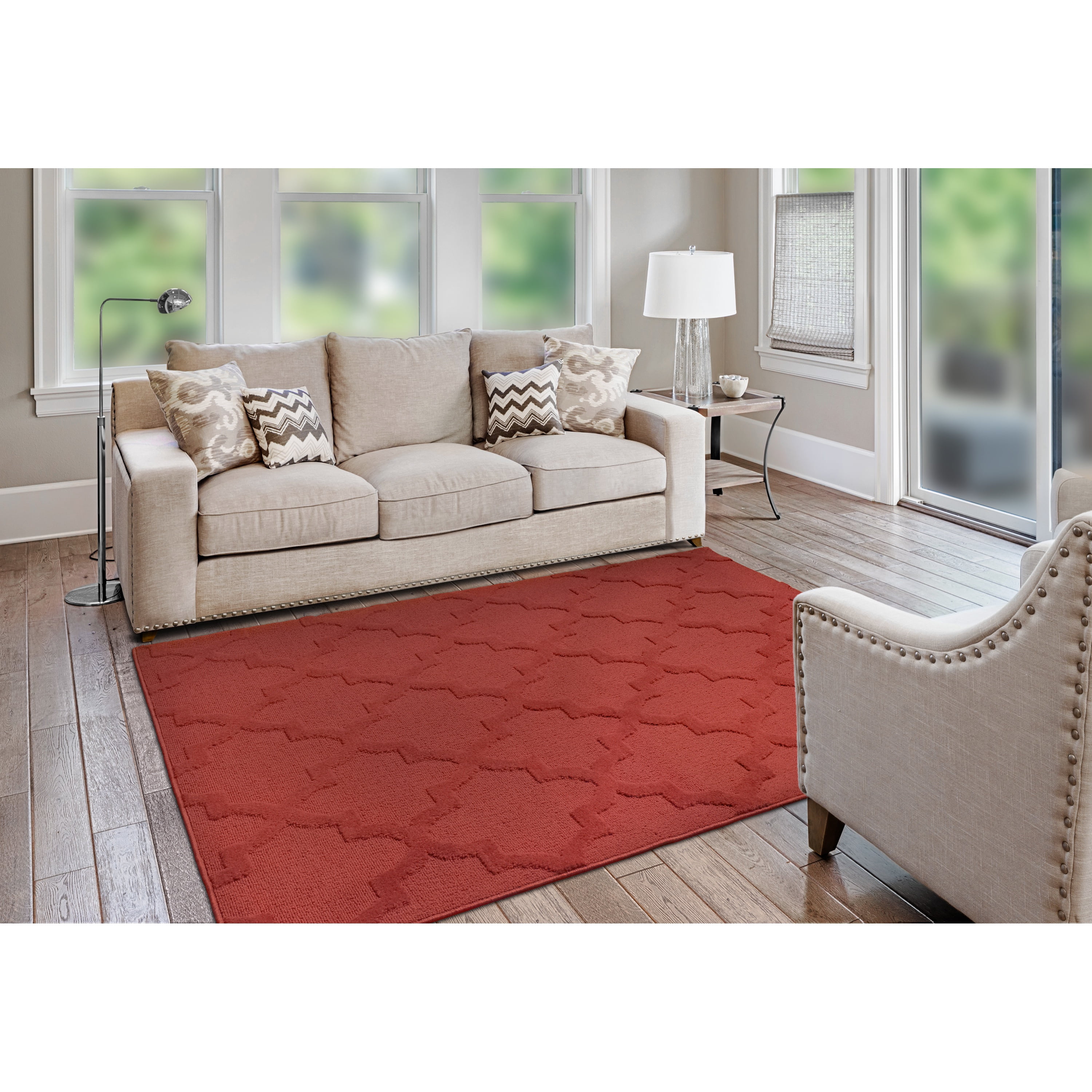 Garland Rug Quatro Polypropylene Chili Red Indoor Area Rug, 5' x 8'