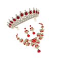 thumbnail image 2 of 1 Set Unique Bride Crown Necklace Earring Set Elegant Jewelry Wedding Dress Accessories Costume Accessory for Women Female (Red), 2 of 4