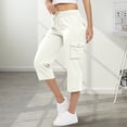 thumbnail image 2 of Prolriy Pantalons de Randonnée Décontractés Unis pour Femmes Pantalons d'Extérieur /4 Pantalons d'Été Pantalons Cargo Capri Légers Pantalons de Randonnée Extensibles Salopettes Pantalons Capri pour Femmes Blanc m, 2 of 9