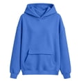 thumbnail image 4 of Womens Oversized No Drawstring Hoodie Boxy Drop Shoulder Long Sleeve Sweatshirt with Flap Detail Kangaroo Pocket Casual Lounge Top, 4 of 5