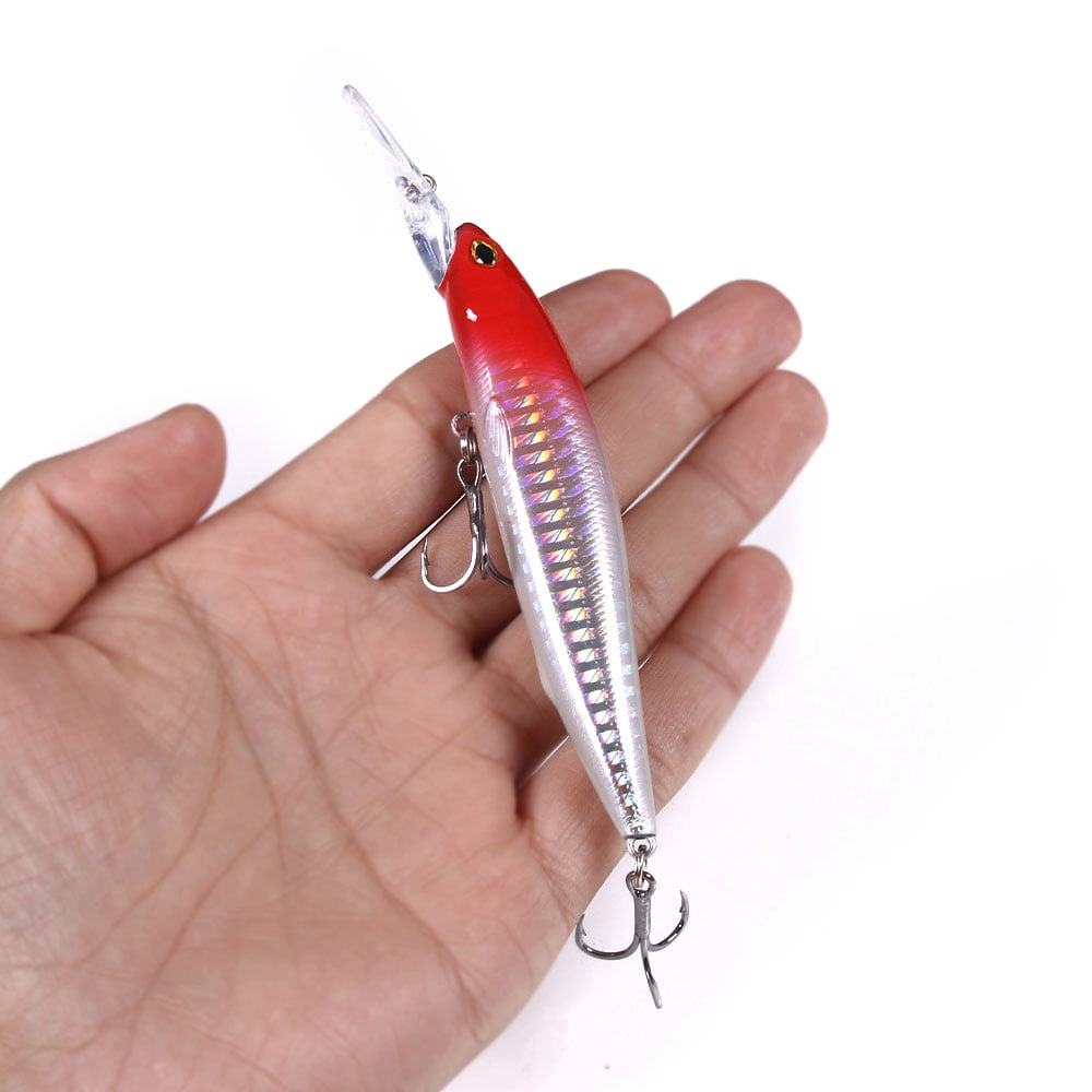 HENGJIA Fishing Lures Large Hard Bait Minnow VIB Lure with Treble Hook Life-Like Swimbait Fishing Bait Popper Crankbait Sinking Lure for Trout Bass Walleye Redfish, 6PCS