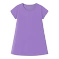 thumbnail image 4 of TQWQT Girls Purple Dresses Short Sleeve Beach Dress Size 10-12 Cute Girls Sundress A Line Dresses Kids Crew Neck Skater Dress Girls Dresses Tween Girls T-Shirt Dress Purple 130, 4 of 6