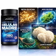 Vitamisan Stem Cell Support Celulas Madre Adaptogenic – Lion’s Mane, Beta Glucans, AFA, Spirulina – Brain & Immune Health – 180 Capsules – Non-GMO, Gluten Free, Made in USA