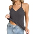 thumbnail image 2 of Byworldtasic Womens Summer V Neck Crop Tank Tops Fitted Sleeveless T Shirts Ribbed Basic Camisole Tops, 2 of 9
