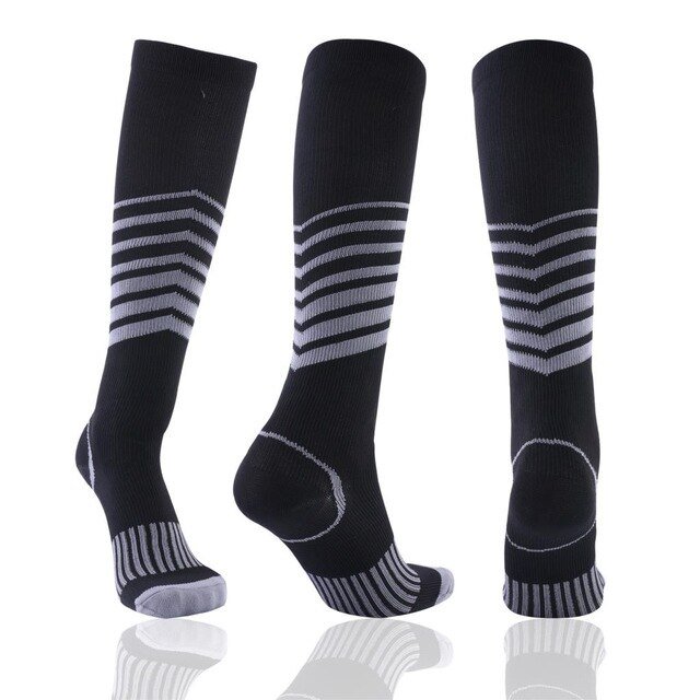 Calcetines de compresión para hombre y mujer, medias deportivas para fútbol, antifatiga, alivio del dolor, 20-30 Mmhg, color negro en unisex