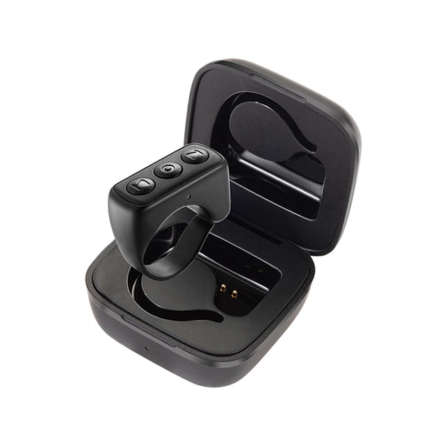 Controlador de video con la punta del dedo, alcance de 9 metros, control de interruptor de música para fotos en teléfonos celulares. negro