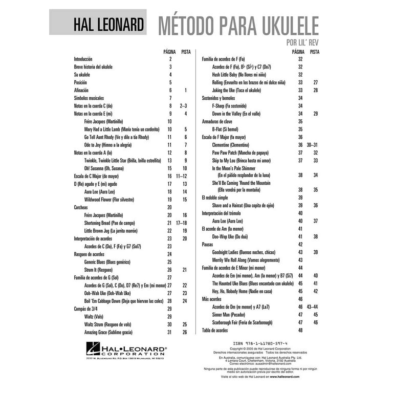 Hal Leonard Metodo para Ukulele Libro 1 Ukulele Series Softcover Audio  Online Written by Lil' Rev 