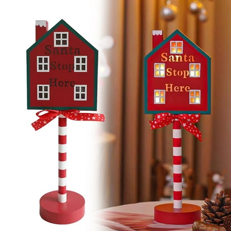 

Egooesam Clearance!Christmas Decor Christmas Decorations North Pole Sign With LED Light Xmas Tabletop Stand Decor For Indoor Home Holiday Party Decorative Christmas Street Sign Housewarming Gift