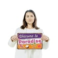 thumbnail image 3 of Welcome To Paradise Vintage Style 10 Inch x 14 Inch Novelty Plastic Sign Leave Worries At The Gate Durable Weatherproof Perfect for Porches Patios Lake Houses Fun Gift for Families, 3 of 6