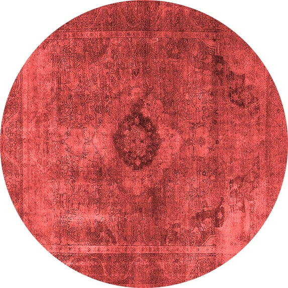 Ahgly Company Indoor Round Oriental Red Industrial Area Rugs, 6' Round