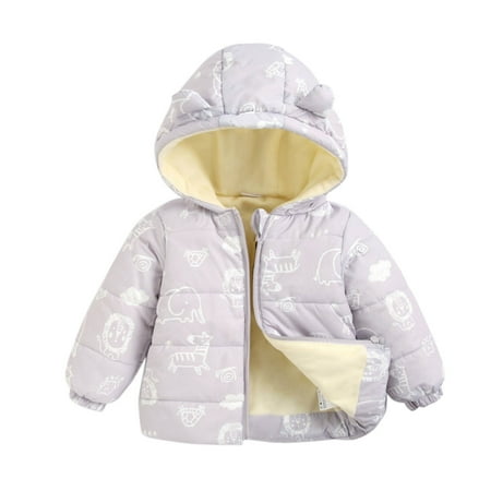 

Dr.Eam Newborn Down Long Sleeve Hoodie Coats Fleece Jacket Baby Girls Coat Boys Windproof Warm Winter Outerwear Toddler Cartoon Hooded Girls Coat&Jacket Tops Boys Girls Grey 9 M-12 M